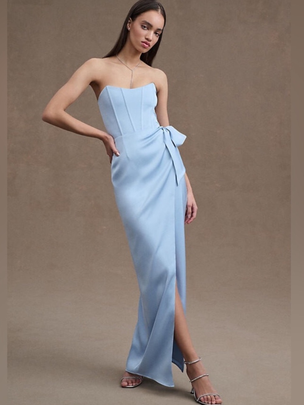 V. CHAPMAN Anthropologie June Corset Front Slit Gown NEW Size 0 Light Blue